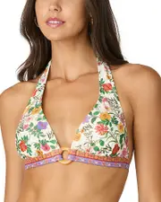 Shoshanna Floral Print Ring Halter Top