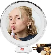 Mxshc Magnified Makeup Mirrors | 10X Magnification Vanity Lamp,Facial Mirrors, Small Light up Cosmetic Desk Vanity Mirrors for Outdoor Travel