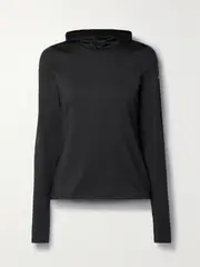 [Alo Yoga] Alo Yoga - Airlift Hooded Stretch-jersey Sweatshirt - Black - x small x small Black