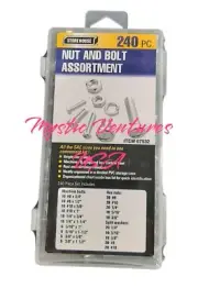 240 Piece Nut And Bolt Assortment With Case Zinc Plated Rust Corrosion Resistant
