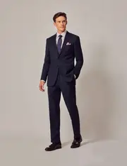 Hawes & Curtis Navy Hopsack Slim Suit Size: One Size