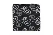 Mens Black, Silver & Grey Swirl Silk Pocket Square