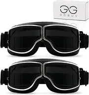 GGBuy Motorcycle Goggles Vintage Anti Fog Pilot PU Leather Glasses Dustproof ATV Off Road Motorbike Helmet Eyewear Protect for Ridding Motorcross Classes Aviator Goggles