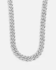 [SAINT MORTA] Saint Morta 18" 14mm Iced Interlink Chain Iced White Gold - Size ONE ONE Iced White Gold