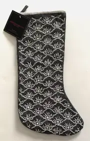 NEW Christmas Stocking CHRISTIAN SIRIANO Beaded Velvet Heirloom Quality Gray