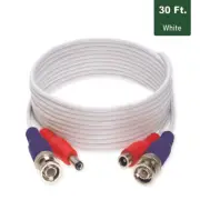 30 Ft Pre-Made RG59 Siamese Cable TVI/AHD/CVI Video/Power Extension 4K Cable