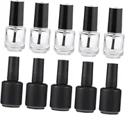 10pcs Durable Empty Nail Polish Bottles DIY Varnish Dispenser with Brush for Nail Art Travel Friendly Includes Frosted and Bottles