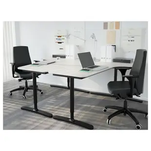 北歐IKEA宜家BEKANT轉角書桌工作桌辦公桌/白/110x160公分/高度可調/二手八成新/原$7490特$4800