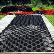 Gravel Stabilization Grid for Front Yard Landscaping, 2" Tall Mud Slope Control Grids with Drain Holes, Polyethylene Honeycomb Ground Grid(2x8m/6.5x26ft)
