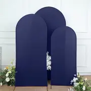 3 NAVY BLUE Matte Fitted Spandex Round Top Arch Backdrop STAND COVERS Set Events