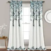 Tanisha Curtains - Light Filtering Window Panel Set, Pair - Floral Vine