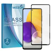 [2 Pack] Full Coverage Samsung Galaxy A72 Tempered Glass Crystal Clear Premium 9H HD Screen Protector by MEZON (A72, 9H Full)