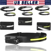 COB LED Headlamp USB Rechargeable Headlight Torch Work Light Bar Head Band Lamp