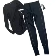 Lanston Sport Standard Bryson Legging & Aiden Sheer Top Black - Size XS - $200