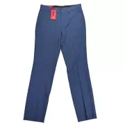 Hugo Boss Mens Modern Fit Super-Flex Micro-Grid Non-Hemmed Dress Pants Blue 30R