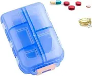 Pack of 1 Box, 7 Days 10 Compartments, with Labels and Portable Medicine Cutter, Travel Pill Box, Pill Box Blue 9.5 * 6.4 * 2.5 cm