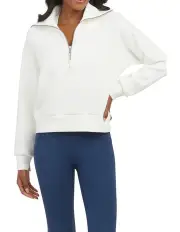 [Spanx] AirEssentials Half Zip Sweat Top in Powder