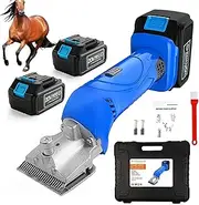 Cordless Horse Hair Clippers, 500W Electric Sheep Shears with 2 Battery, 6 Speed Adjustable, Stainless Steel Blade, Heavy Duty Electric Clippers for Camels Dogs Sheep