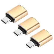 3 Pcs USB Adapter, USB C to USB Adapter Converter to Type C Adapter Cable Gold