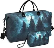 [ZRYSMY] Duffel Bag for Traveling, Halloween Witchs Night Travel Bag Gym Bag, with Multiple Interior Pockets Shoulder Weekender Bag for Women Men with Toiletry Bag 20.5L x 1.9W x 13.8H, Multi-Colored