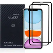 (2 Pack) Apple iPhone 11 Screen Protector Full Coverage Tempered Glass Case Friendly Screen Protector - Black