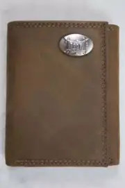 ZEP PRO Alabama Troy Trojans Crazy Horse Leather trifold Wallet Tin Gift Box