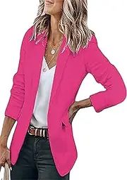 [EIDEFE] Women's Lapel Collar Open Front Jackets Long Sleeve Business Blazer Casual Work Office Outfit with Side Pocket