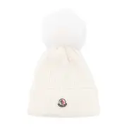 [Moncler] Moncler Pompom Ribbed Beanie M WHITE