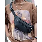 Men's Waterproof Fanny Bag Waist Bag with Reflective Strips - Anti-scratch Chest Bag, Can be worn as a Crossbody Bag, Suitable for Daily Commuting, Travel and
