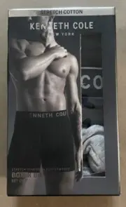 Kenneth Cole Stretch Cotton Boxers Briefs Set Of 3 Men’s NWT Size Large Gray/Blk