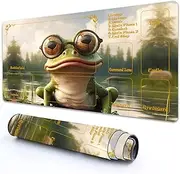 RMJKXQZG for MTG Playmat with Zones 24" x 14" with High Elastic Rubber Base Non-Slip Rubber Sole HD Printing for MTG Mat Magic Mat Card Playmat Magic Playmat Mouse Pad, A Green Frog with Glasses