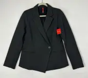 Spanx Tailored Perfect Asymmetrical Blazer Classic Dark Gray Ponte Size L NWT