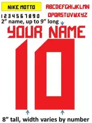 MOTTO IRON ON heat press transfer numbers for soccer jersey