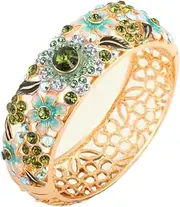 [NXAWUE] Cloisonne Bracelets,Bracelet, Colorful Wide Rhinestone Bangles Cloisonne Enamel Bracelets Spring Hinged Cuff Gilding Accessories Openwork Women Jewellery