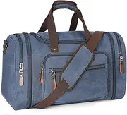 [Sechunk] Duffle Bag Canvas Large Outdoor Shoulder Bag Overnight Handbag Travel Tote Luggage Weekender Bag, blue-A