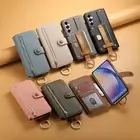 For Samsung Galaxy A15 A53 A54 A35 A14 A04E RFID Blocking Zipper Wallet Case
