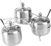 Mikinona 4-Piece European Style Seasoning Jar Set Stainless Steel Condiment Containers Stylish Spice Rack Decorative Holder for Kitchen