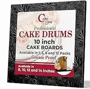 Cakebon Black Square Cake Boards 10 Inch - 1/2 inch thick Cake Board (aka Cake Drum), Sturdy Cake Base, Ideal for 8 Inch Cake, Fully Wrapped Square Cake Drum Greaseproof (Pack of 1 Square Cake Board)