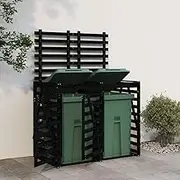 Black Solid Pine Double Wheelie Bin Storage 162x91.5x128.5cm - Garden Waste Solution, Ventilated Design, Durable & Extendable