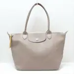 LONGCHAMP 托特包 灰色 米色 皮革 日本直送 二手  2D4EDFB3AA5B66194FEB6729E6BA