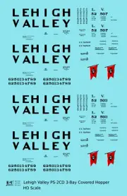 K4 HO Scale Decals Lehigh Valley Three Bay Covered Hopper Black