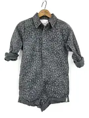 New One Teaspoon Leopard Denim Bandit Jumpsuit Kids 6-7 Girls L/S Pockets