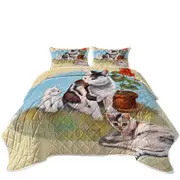 Lovey Cat Art Painting Momma Cat and Kittens Coverlet