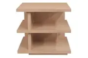 CT Hudson Solid Mindi Timber Square Side Table with Shelves - Natural