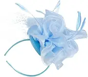 [FRCOLOR] Fascinator Hat for Women Elegant Flower Headband Tea Party Accessory Versatile Mesh Design for Weddings Banquets Easy to Wear Clip Headband Stunning Hair Decoration Sky-Blue