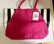 New Juicy Couture Hot Pink Flex Leather Large Shoulder Tote Bag