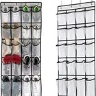 24 Grids Over Door Hooks Shoe Rack Clear Mesh Closet Bag for Home Door