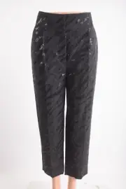 Brunello Cucinelli Women Sequin Dress Pants Wool Linen IT 42 US 6 Gray Black NWT