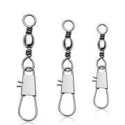 50Pcs Fishing Barrel Swivel Rolling Snap Swivel Tackle Connector Assorted Size