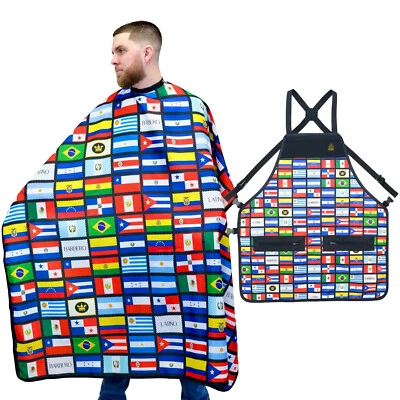 Latino Flags Barber Cape And Apron Set- Professional Barber Cape And Apron